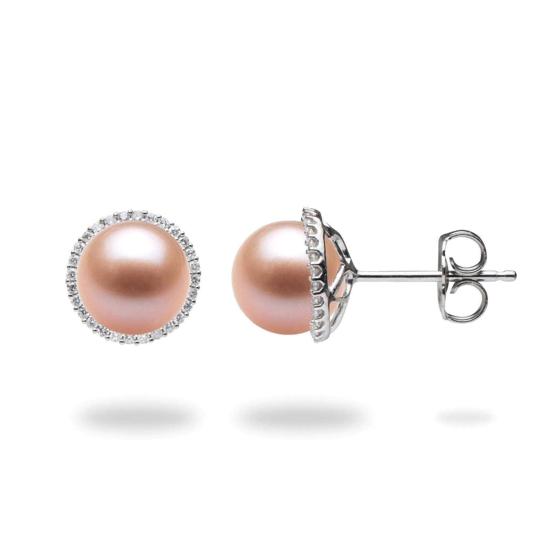Pick A Pearl Halo Earrings in Sterling Silver - 15mm