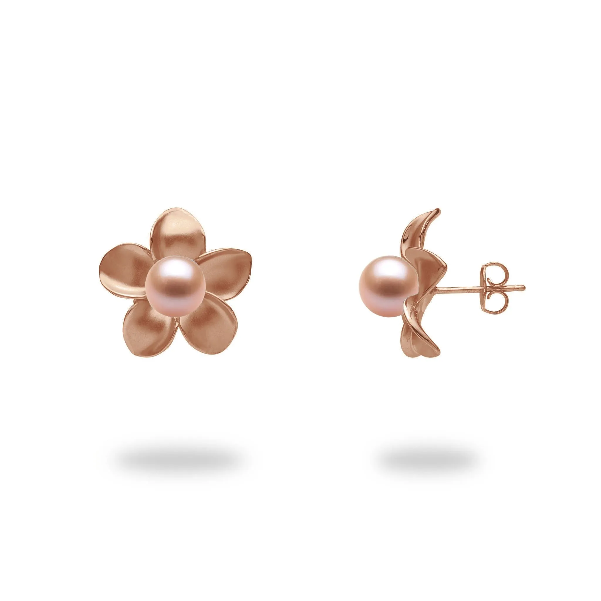 Pick A Pearl Plumeria Earrings in Rose Gold - 18mm