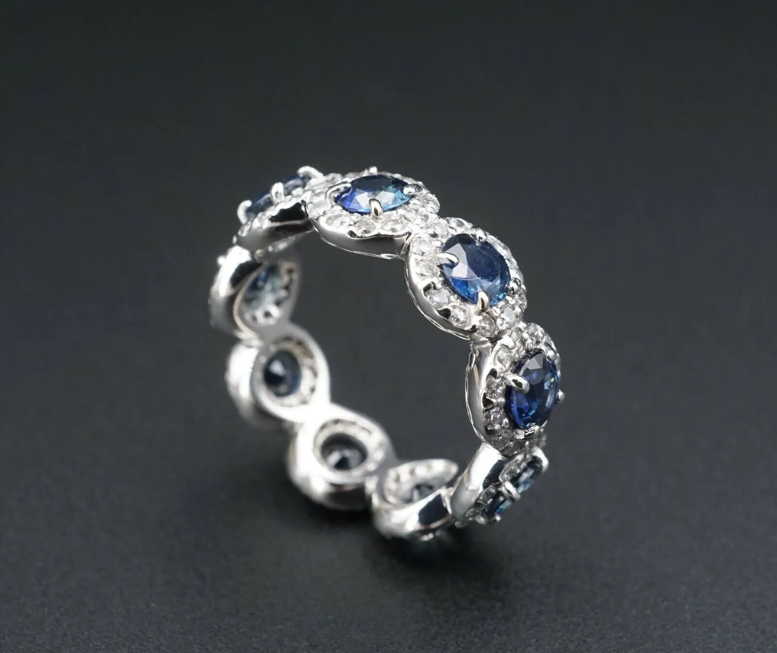 Platinum 3.6ct Diamond Sapphire Eternity Band Stackable Ring Size 5.25 RG3187