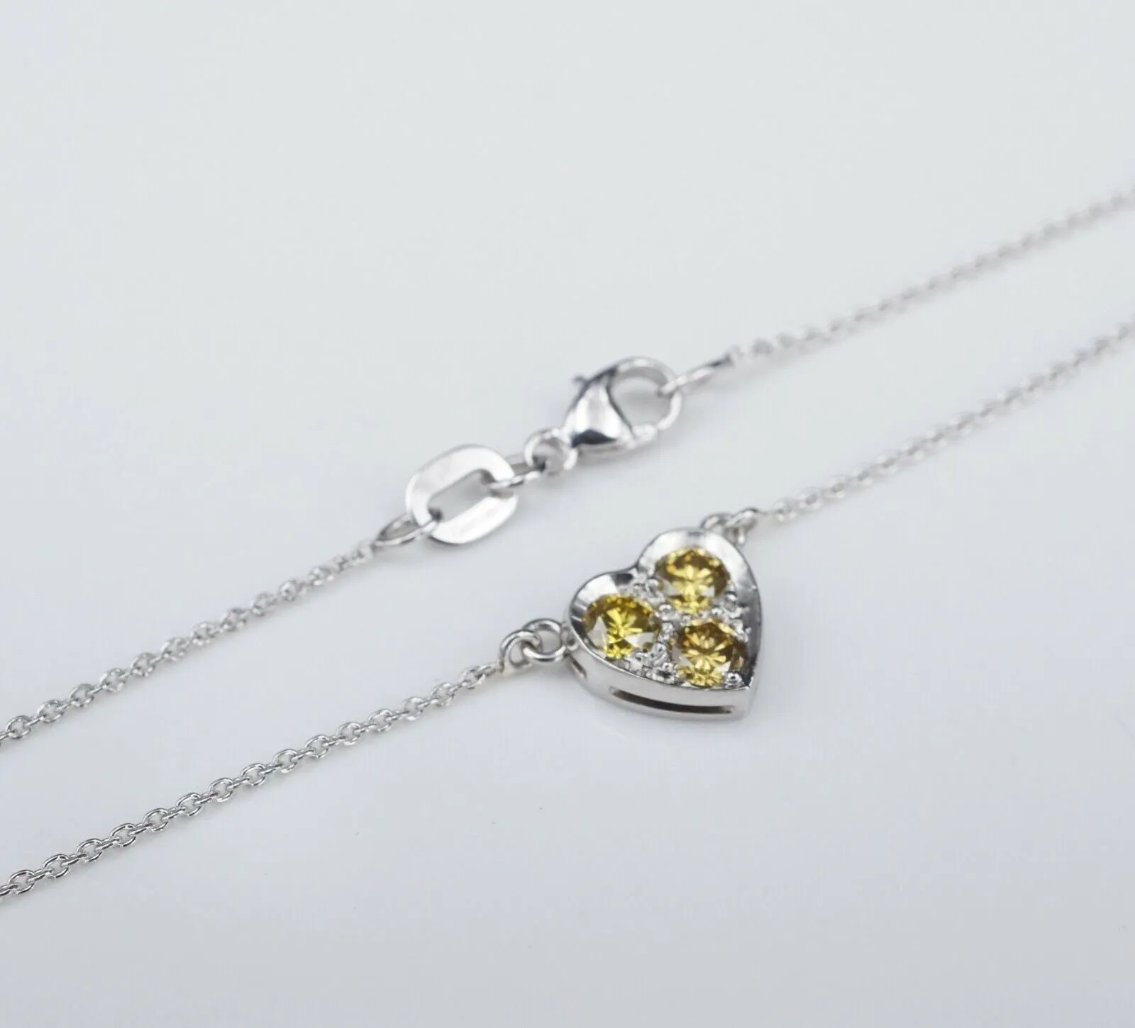 Platinum Natural Fancy Yellow Diamond Heart Pendant Necklace 18" NG957D