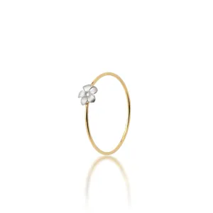 Plumeria Ring in Two Tone Gold with Diamond - 5mm