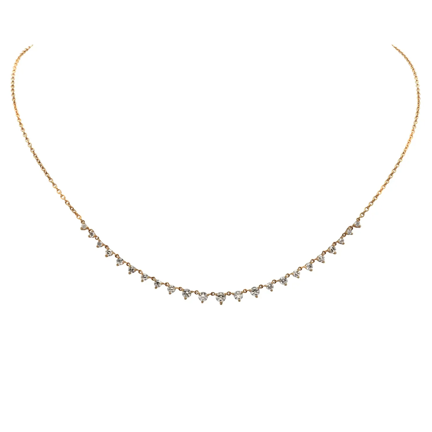 Post-1980s 18KT Yellow Gold Diamond Necklace