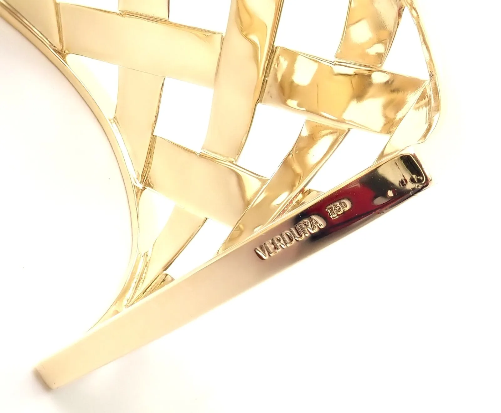 Rare! Authentic Verdura 18k Yellow Gold Criss Cross Wide Cuff Bracelet