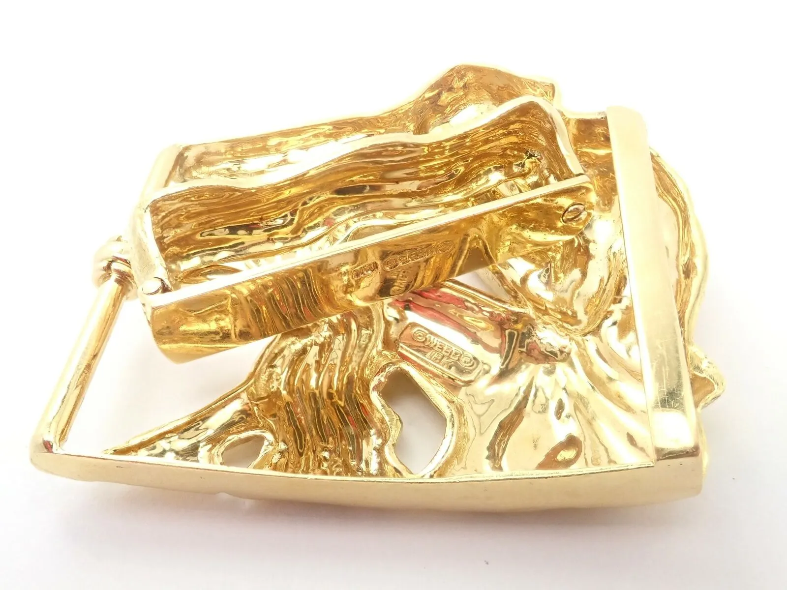 Rare! David Webb 18k Yellow Gold Large Zodiac Aquarius Belt Buckle 1980's