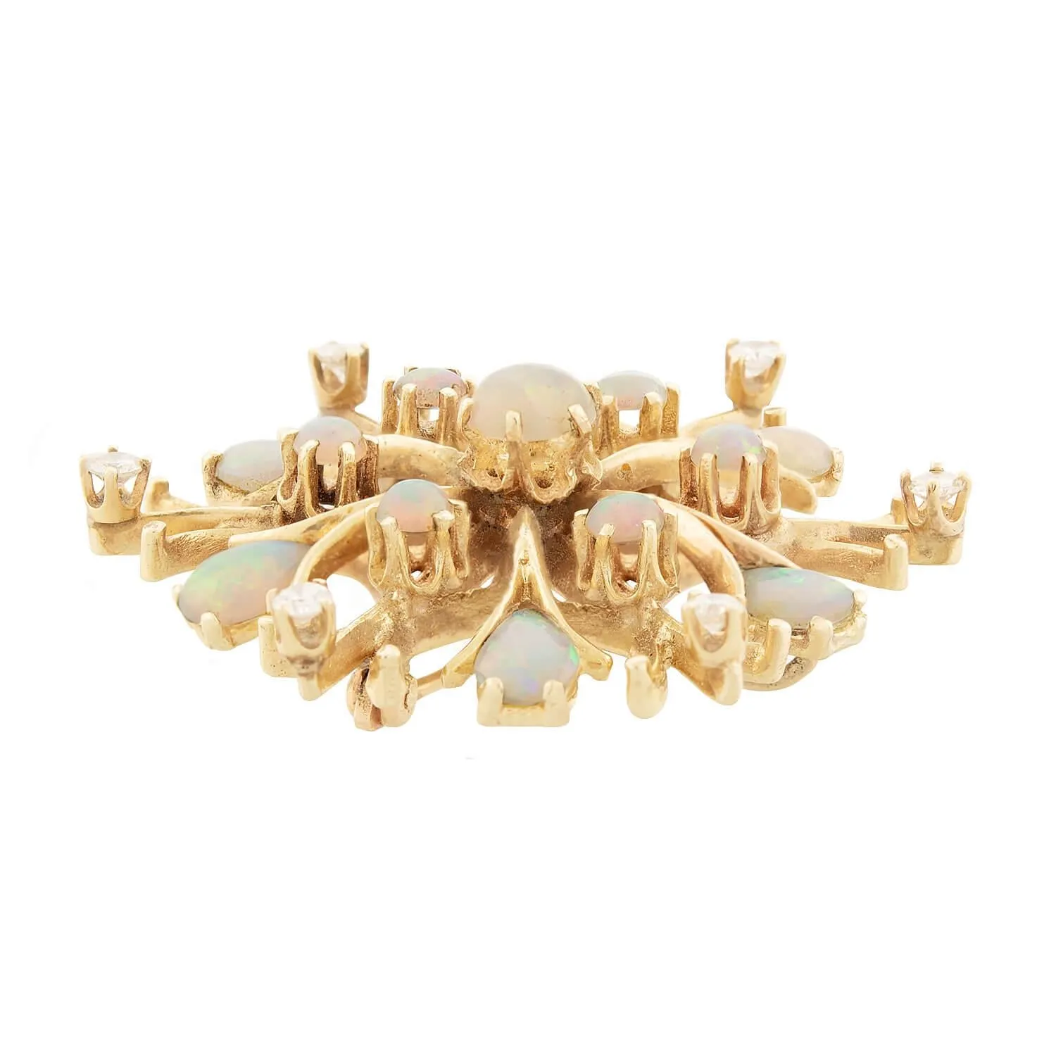 Retro 14k Opal and Diamond Snowflake Pin/Pendant