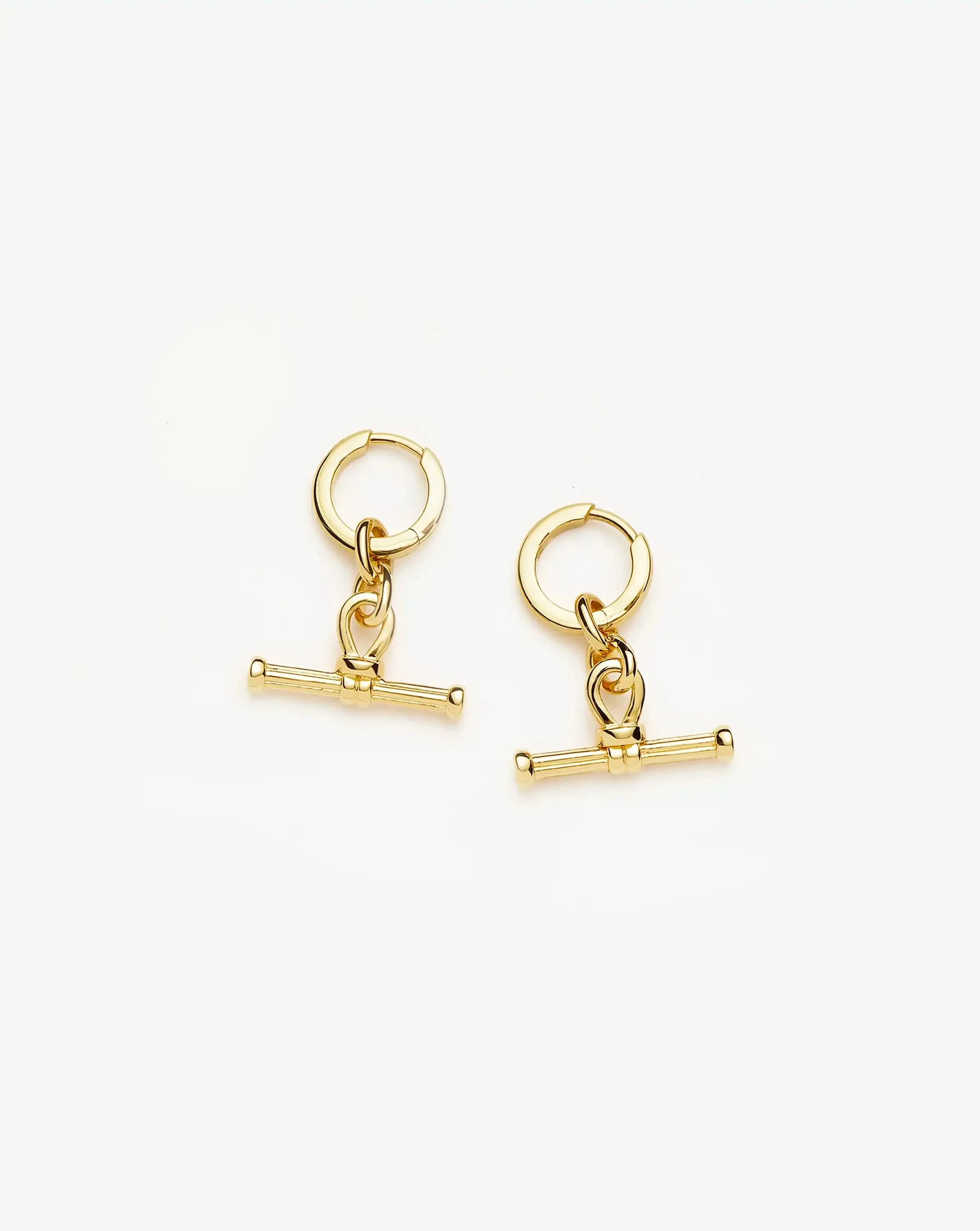 Ridge T-Bar Drop Huggies | 18ct Gold Plated