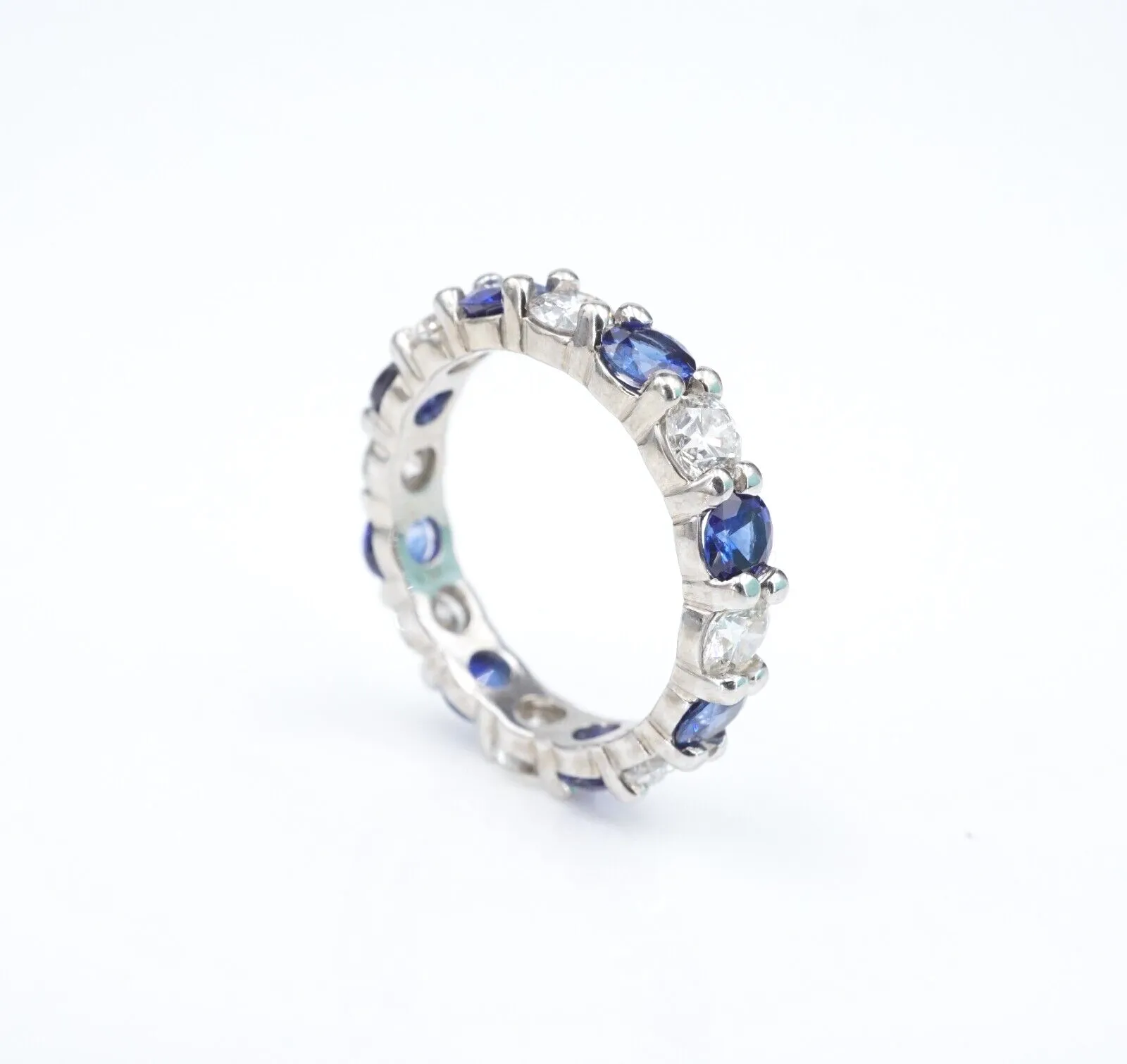 Sapphire Diamond Eternity Band Ring 14k White Gold 4 carat Sz 6 Stackable RG3912