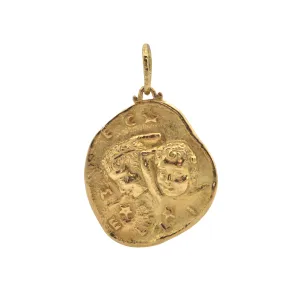 Signed Italian 'Gioconda' 18K Gold Cherub Pendant