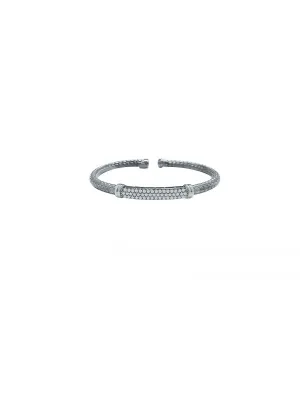 SJ60 STERLING SILVER AND C.Z. FANCY CUFF BANGLE