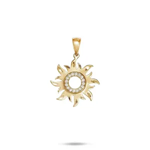 Sun Pendant in Gold with Diamonds - 17mm