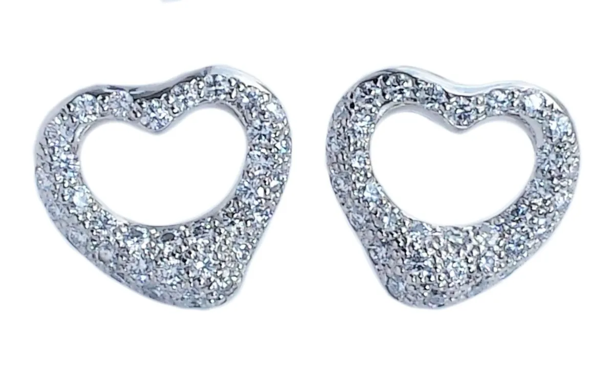 Tiffany & Co. Elsa Peretti Diamond Open Heart Earrings