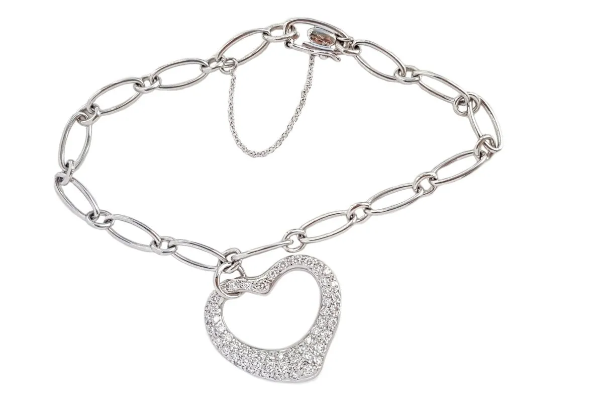 Tiffany & Co. Elsa Peretti Open Heart Diamond Bracelet