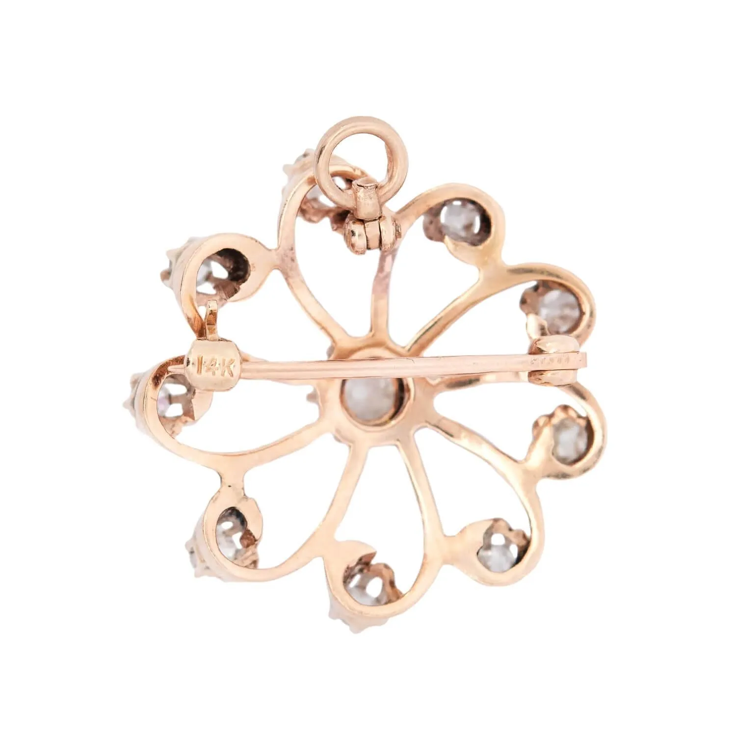 Victorian 14k Diamond Snowflake Pin/Pendant