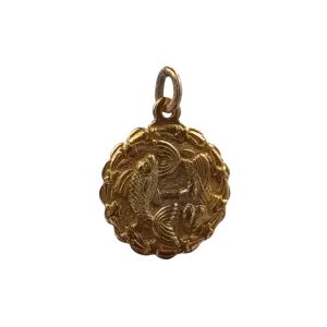 Vintage 10k Yellow Gold Pisces Zodiac Sign Charm