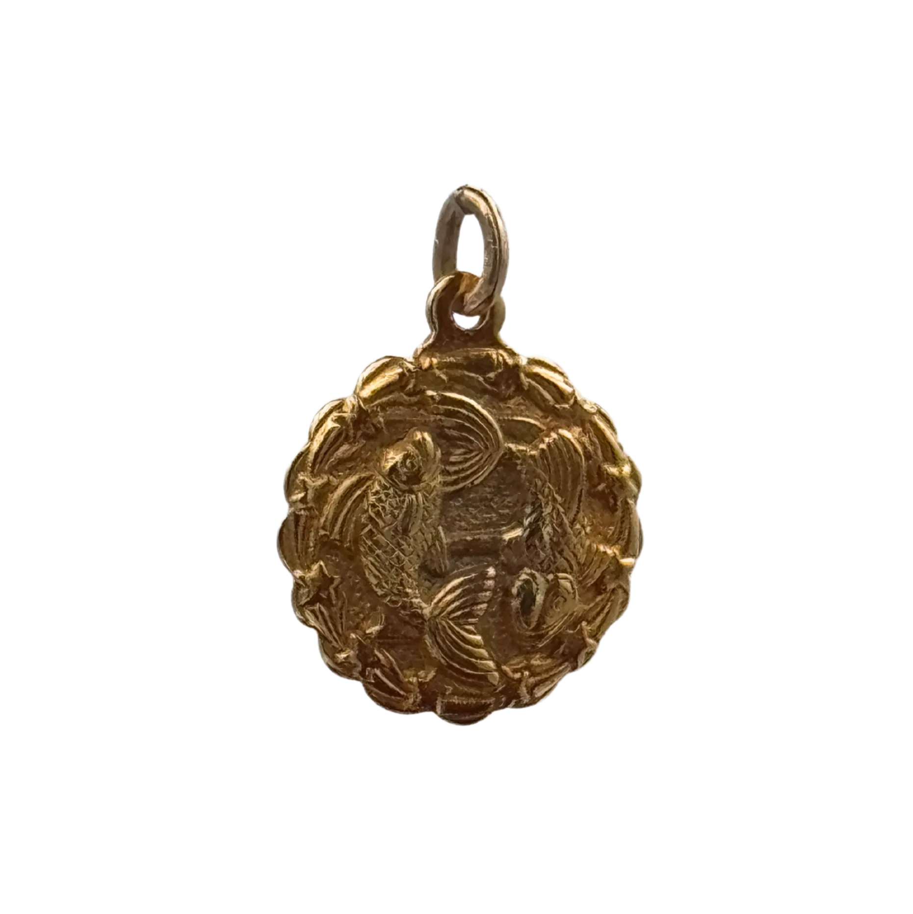 Vintage 10k Yellow Gold Pisces Zodiac Sign Charm