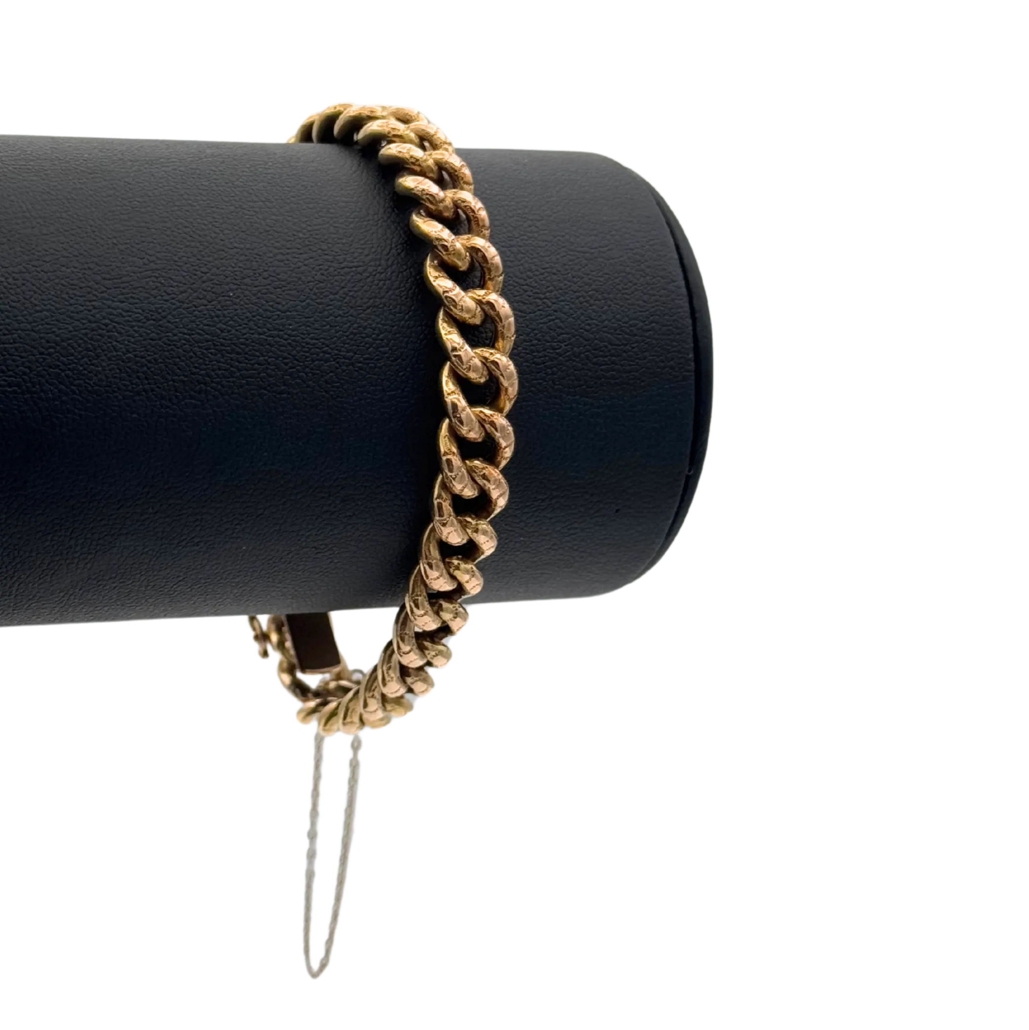 Vintage 14k Rose Gold Engraved Curb Link Bracelet