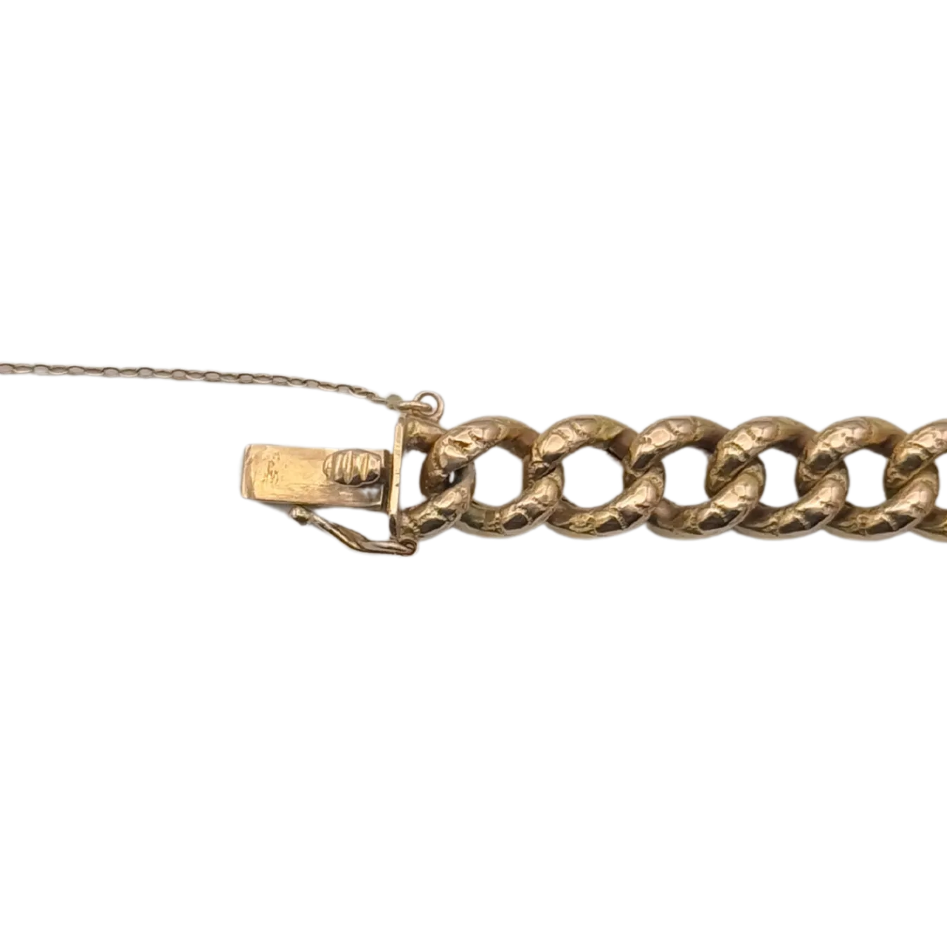 Vintage 14k Rose Gold Engraved Curb Link Bracelet