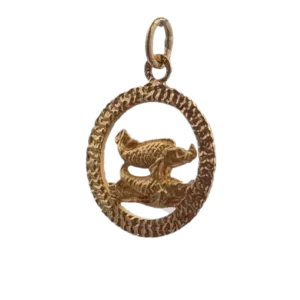 Vintage 14K Yellow Gold Pisces Zodiac Sign Charm