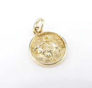 Vintage 14k Yellow Gold Taurus Bull Charm Pendant Natural 0.58" Zodiac CHS1995