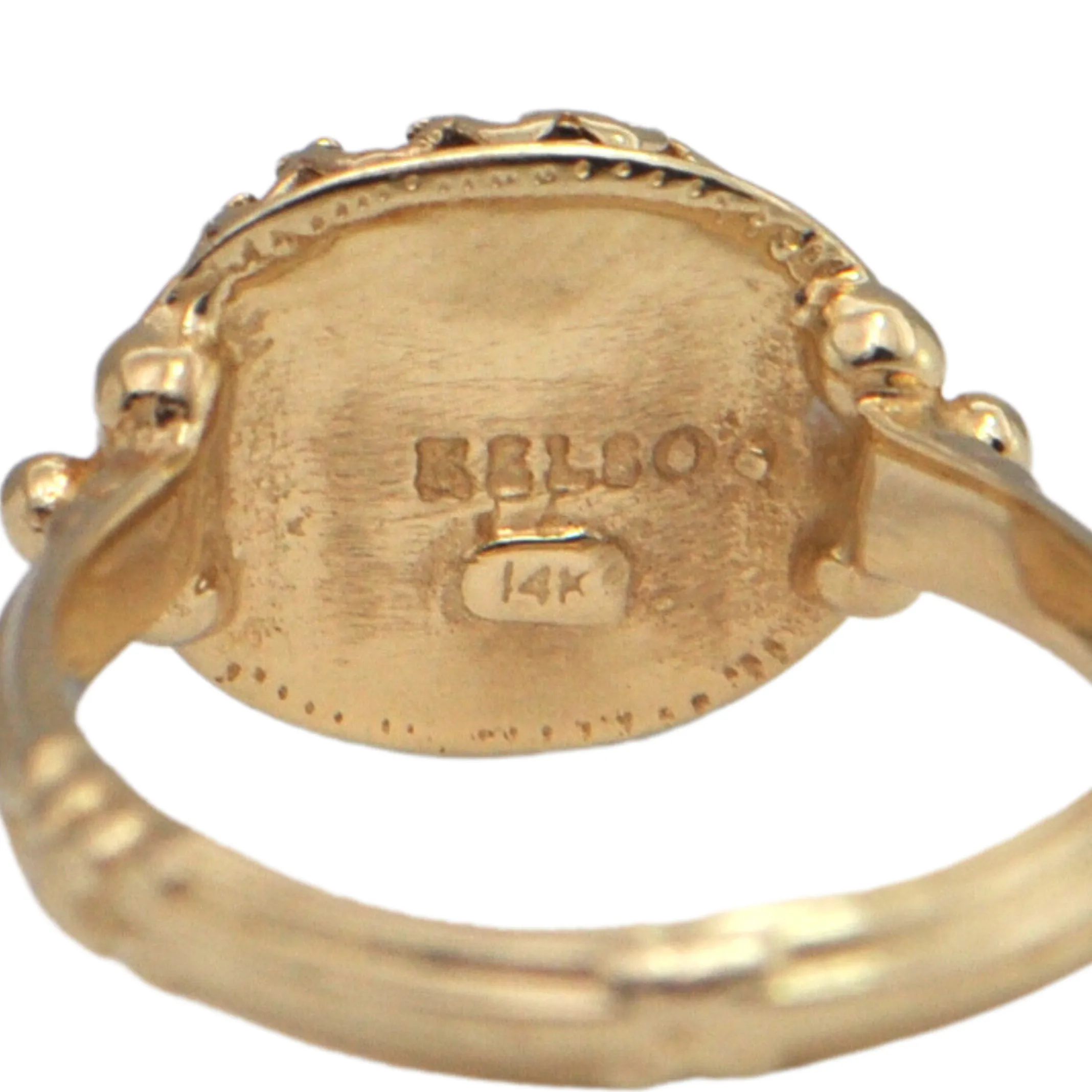 Vintage 'Becky Kelso' Iolite 14K Gold Filigree Engraved Ring
