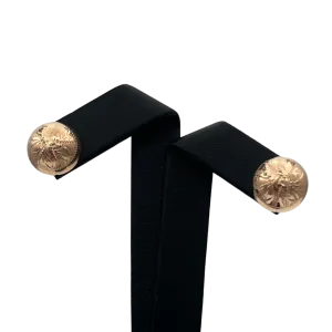 Vintage floral engraved 14k rose gold dome earrings
