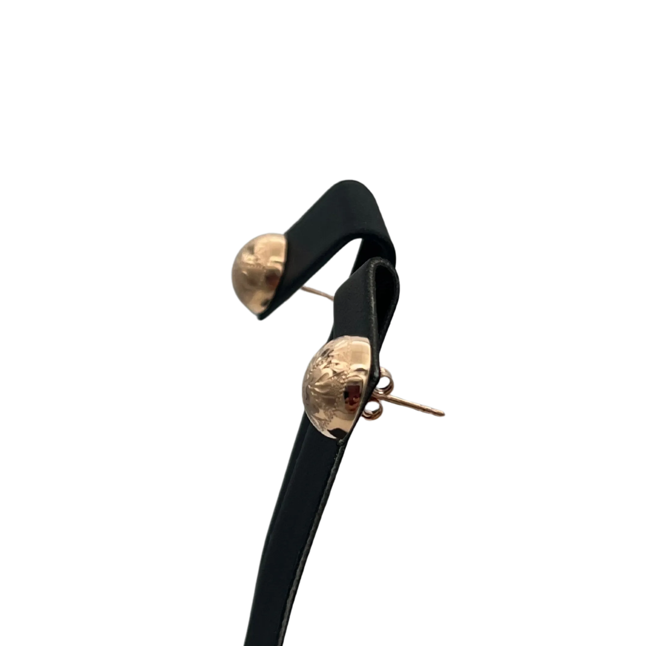 Vintage floral engraved 14k rose gold dome earrings