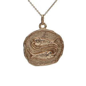 Vintage Gold Pisces Zodiac Pendant
