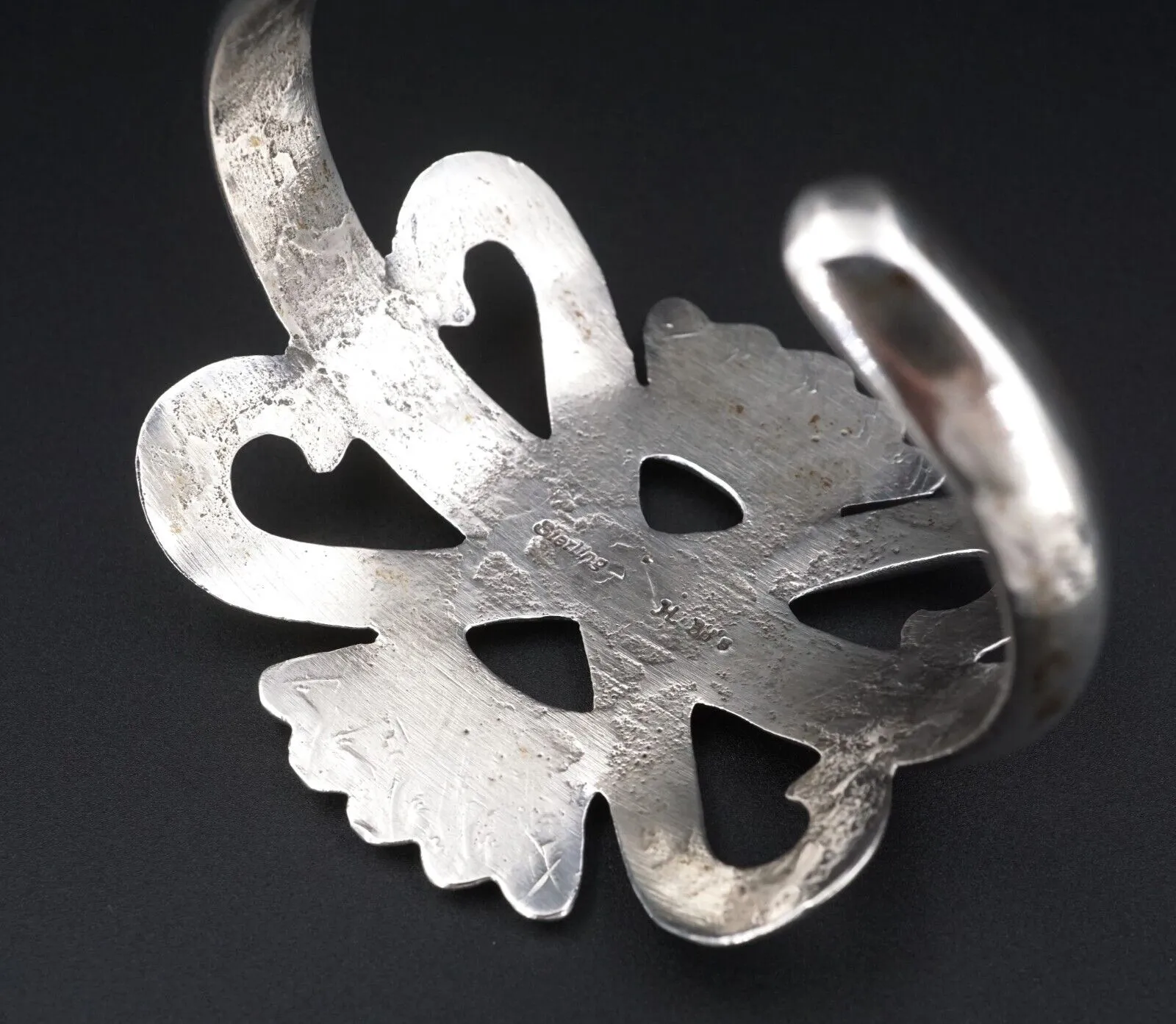 Vintage Sand Cast Cuff Bracelet Harrison Bitsui Sterling Silver 1960s BS2956